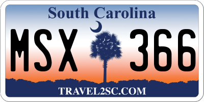 SC license plate MSX366