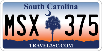 SC license plate MSX375