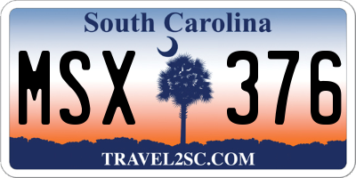 SC license plate MSX376