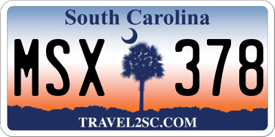 SC license plate MSX378