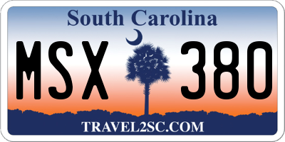 SC license plate MSX380