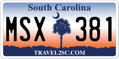 SC license plate MSX381