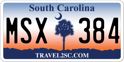SC license plate MSX384