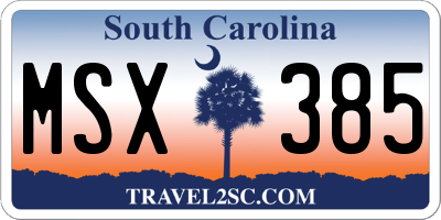 SC license plate MSX385