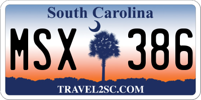 SC license plate MSX386