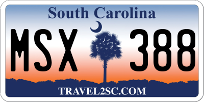 SC license plate MSX388