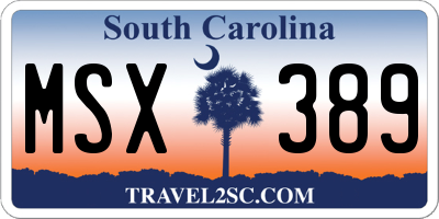 SC license plate MSX389