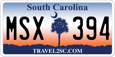 SC license plate MSX394