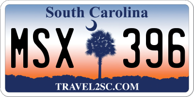 SC license plate MSX396