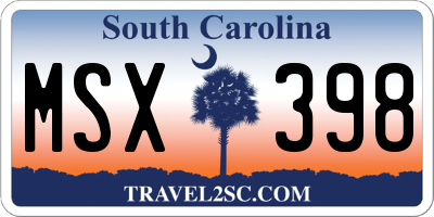 SC license plate MSX398