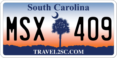 SC license plate MSX409