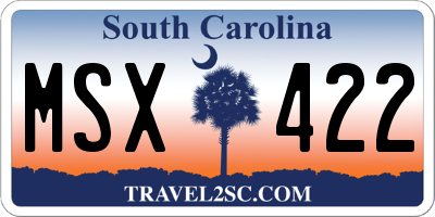 SC license plate MSX422