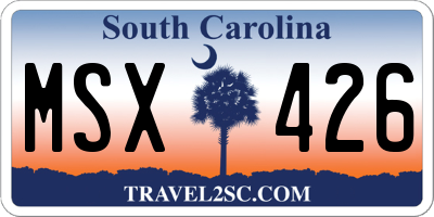 SC license plate MSX426