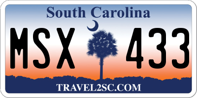 SC license plate MSX433