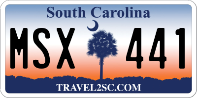 SC license plate MSX441