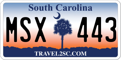 SC license plate MSX443