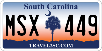 SC license plate MSX449