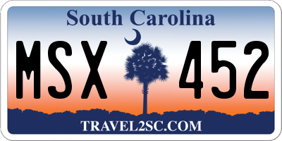 SC license plate MSX452