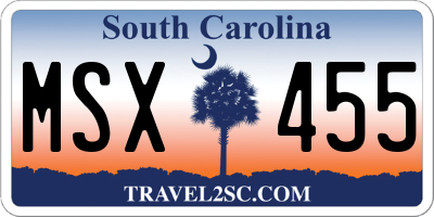 SC license plate MSX455