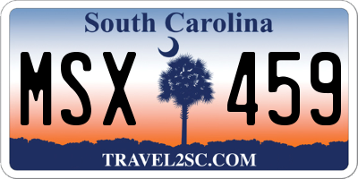 SC license plate MSX459