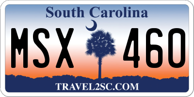 SC license plate MSX460