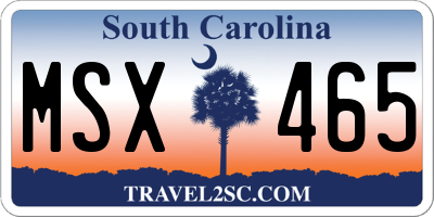 SC license plate MSX465