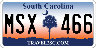 SC license plate MSX466