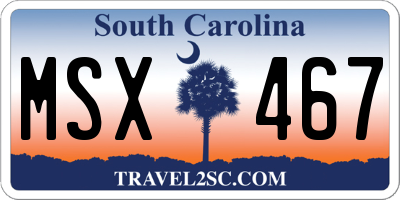 SC license plate MSX467