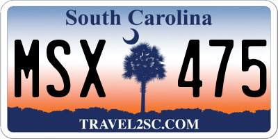 SC license plate MSX475
