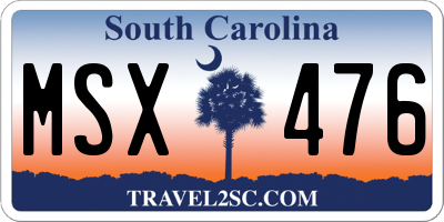 SC license plate MSX476