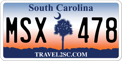 SC license plate MSX478