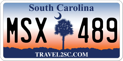 SC license plate MSX489