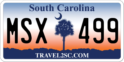 SC license plate MSX499