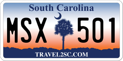 SC license plate MSX501
