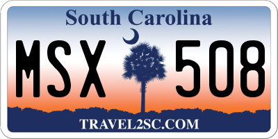 SC license plate MSX508