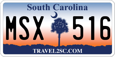 SC license plate MSX516