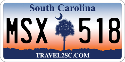 SC license plate MSX518