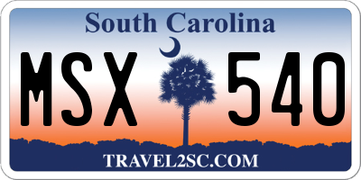 SC license plate MSX540