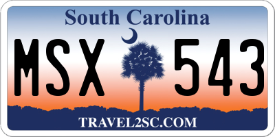 SC license plate MSX543