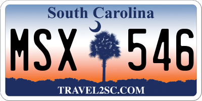 SC license plate MSX546