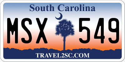 SC license plate MSX549