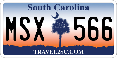 SC license plate MSX566