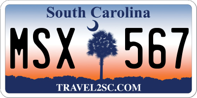SC license plate MSX567