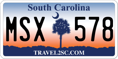 SC license plate MSX578