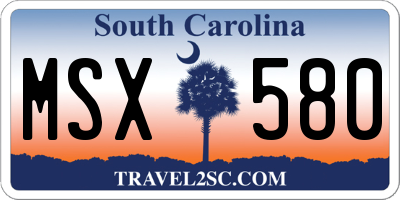 SC license plate MSX580