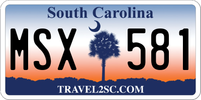 SC license plate MSX581