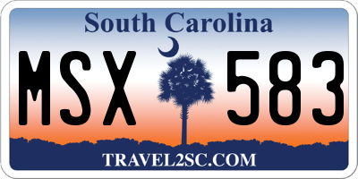 SC license plate MSX583