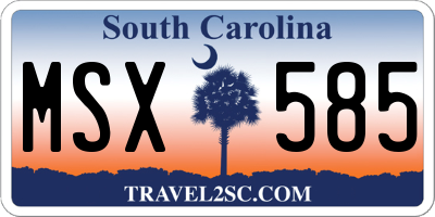 SC license plate MSX585