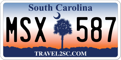 SC license plate MSX587