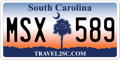 SC license plate MSX589